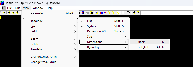 Подменю Topology → Dimensions