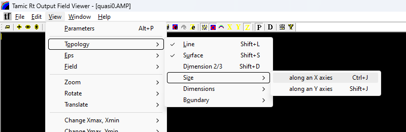 Подменю Topology → Size