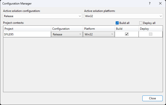Окно Configuration Manager (открывается из меню Build → Configuration Manager)